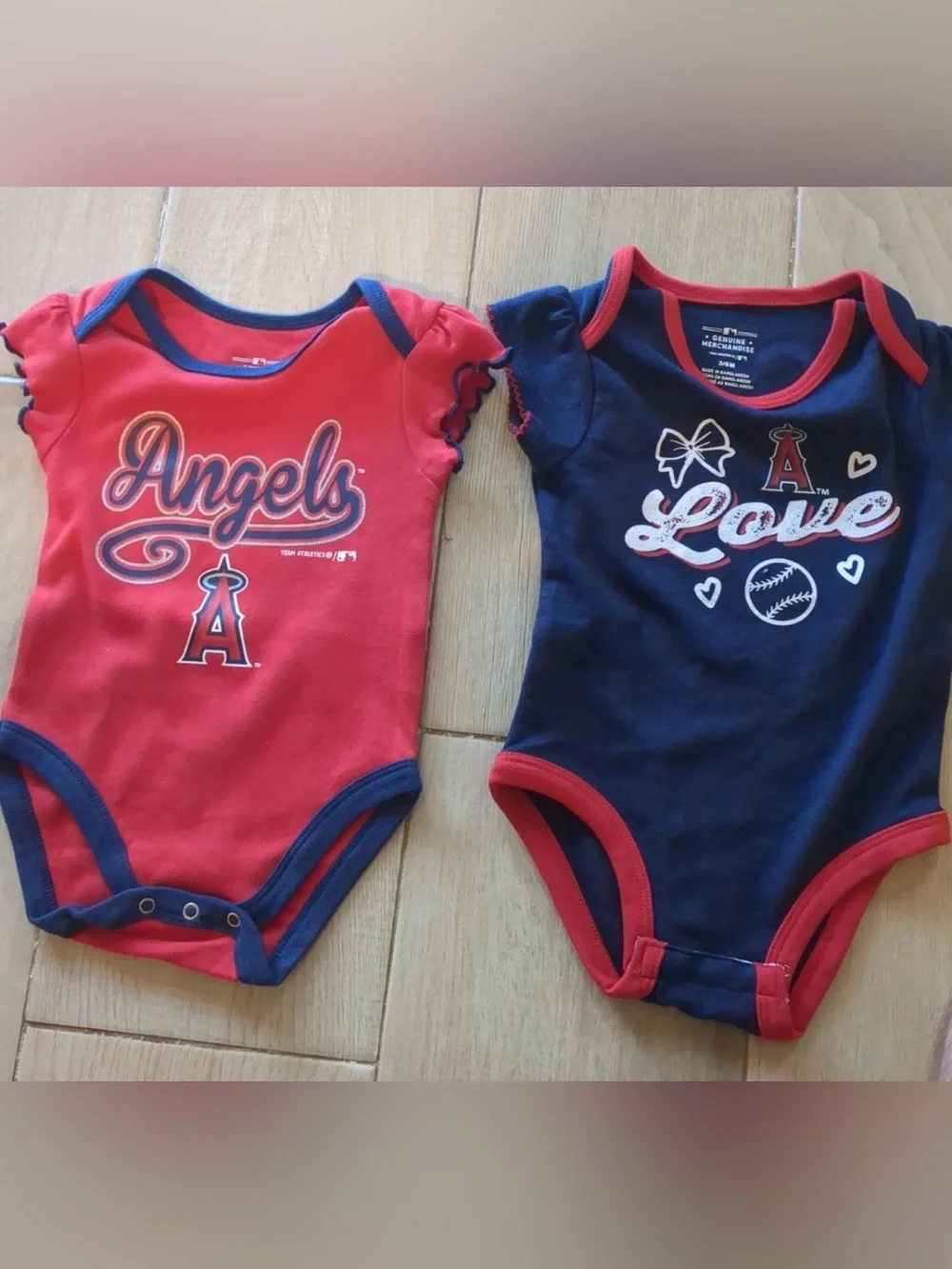 Los Angeles Angels merch Baby Girl Onesies - Red & Navy Set 0-3 and 3-6 months